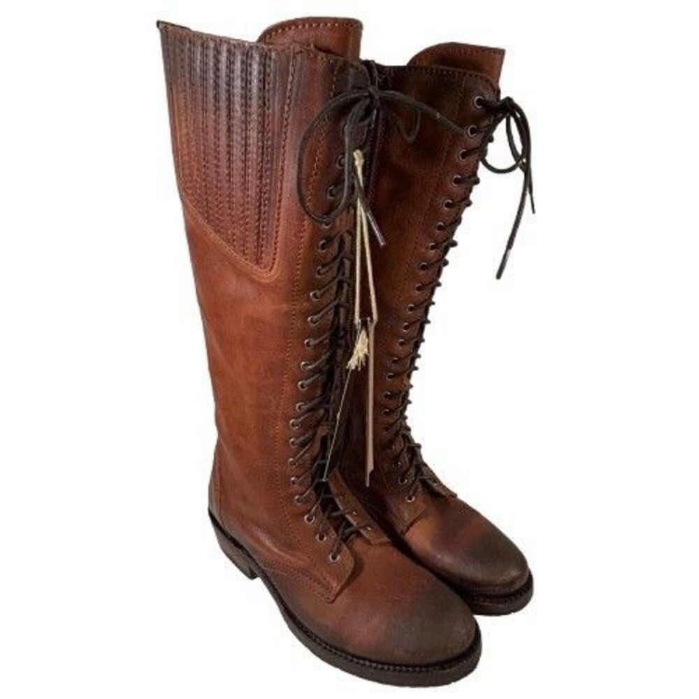 Liberty Black Zip Tall Brown Distressed Leather Riding Boots Women's SZ 6.5 - Picture 2 of 16